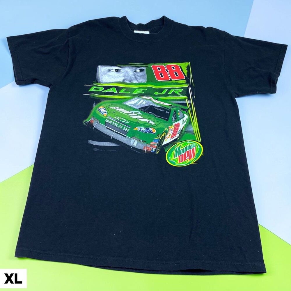 Vintage T Shirt  NASCAR 88 Winners Circle Dale Earnhardt Jr Mountain Dew Mens L